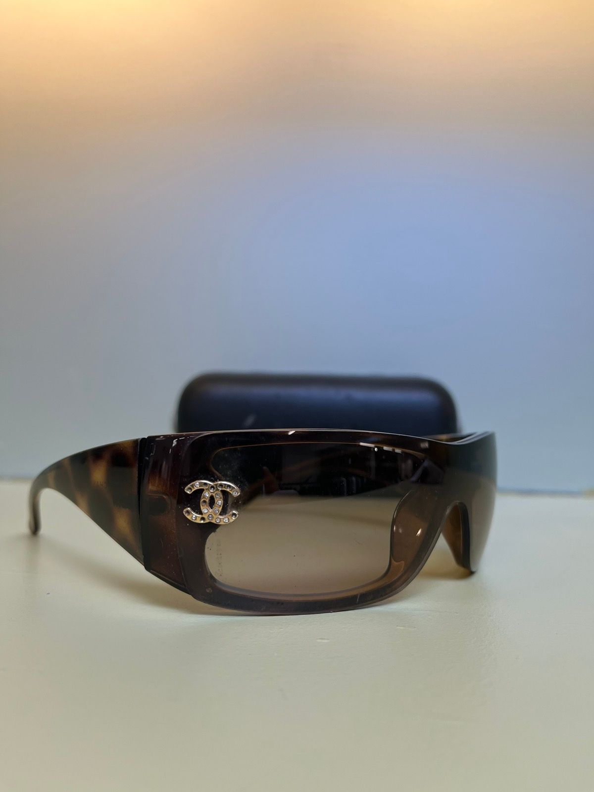 Chanel Blue and Black Crystal CC Sunglasses 5088-B