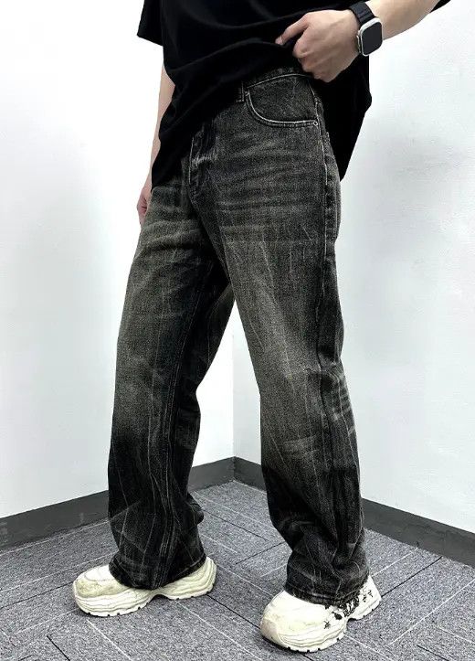 Japanese Brand Retro distressed trendy loose casual lightning washed jeans Size US 32 / EU 48 - 2 Thumbnail