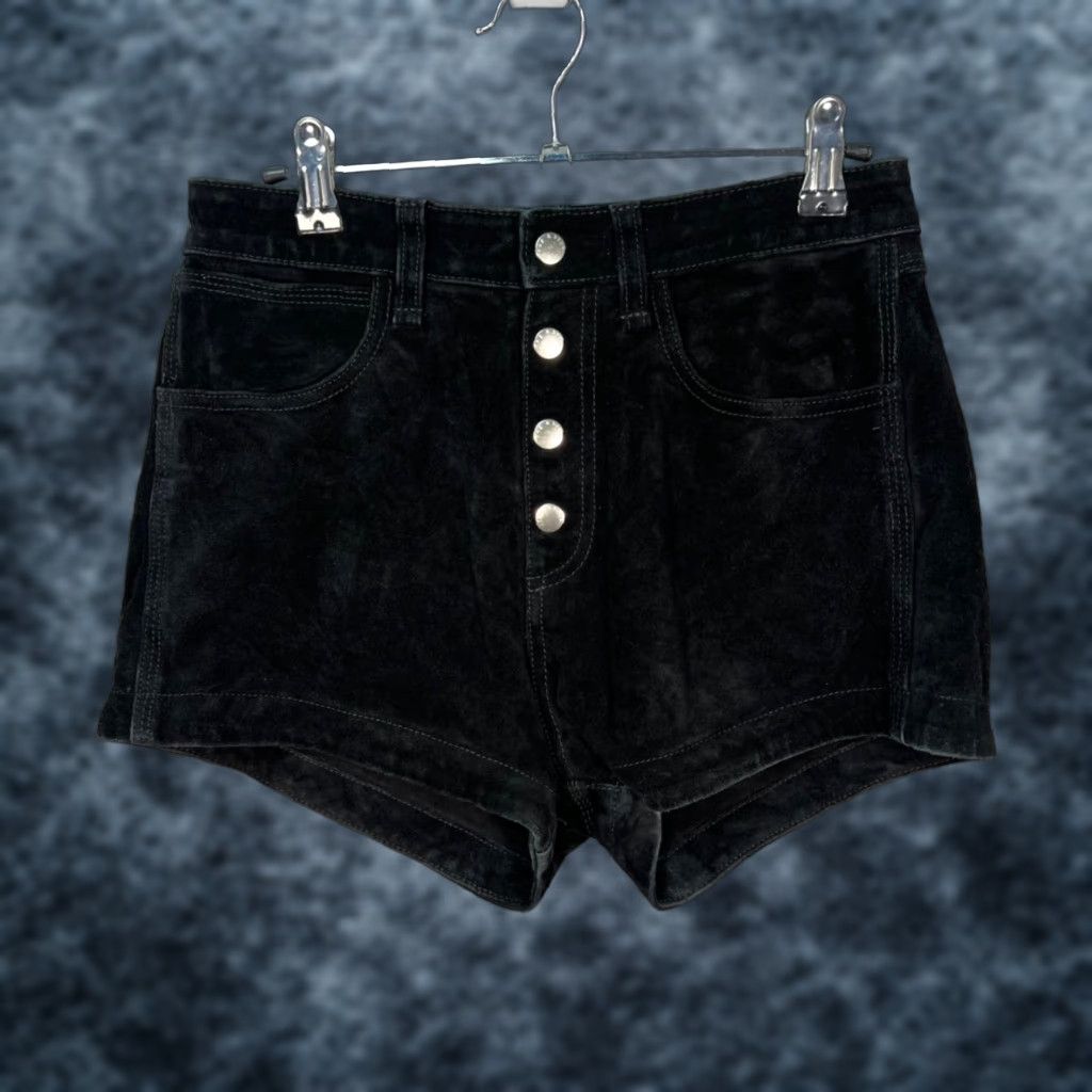 Rag & Bone Rag & Bone Womens Bermuda Shorts 25 Black Suede Leather High Waist Button Fly Denim 5-Pocket Womens Mens? Size 42" / US 20 - 1 Thumbnail