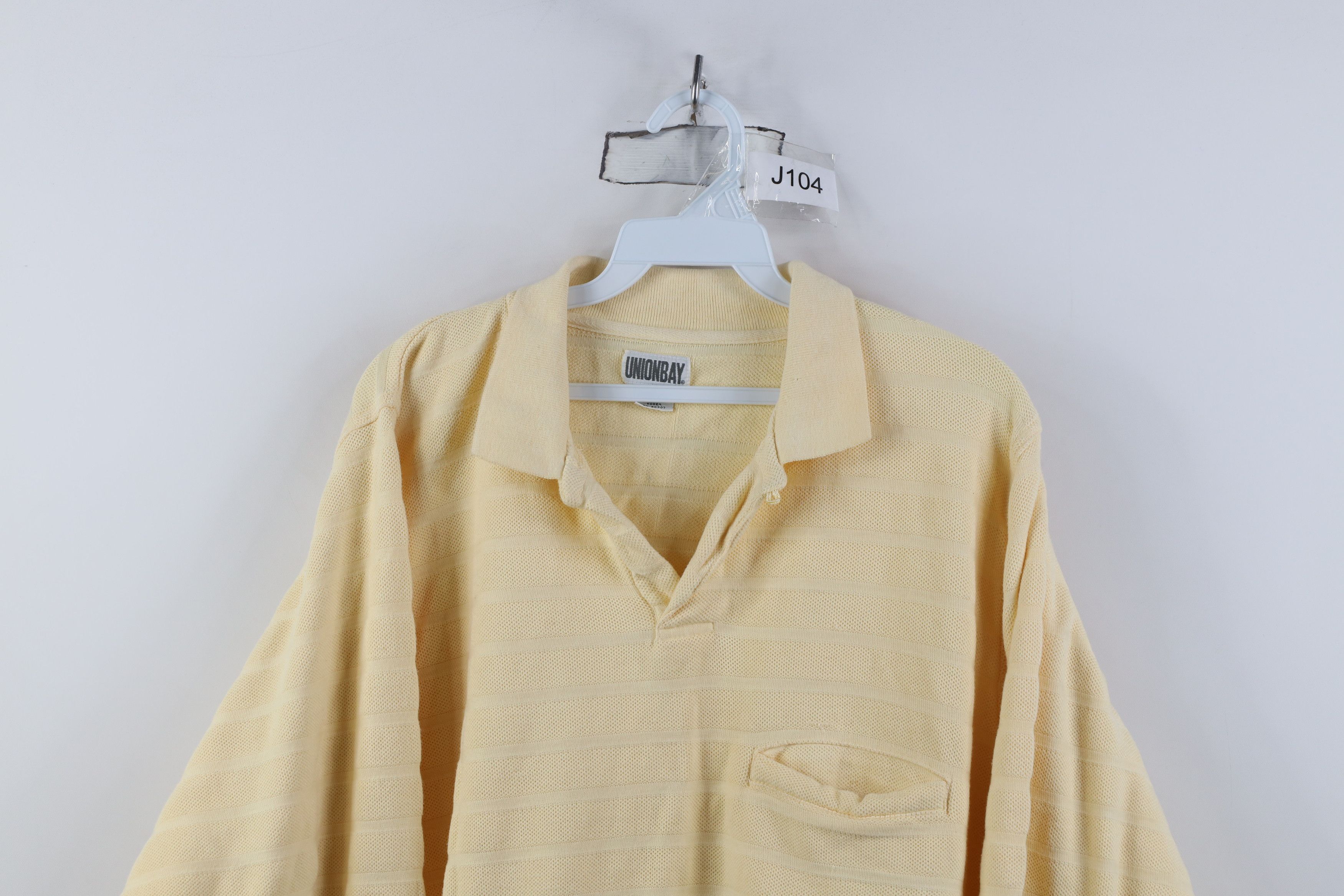 UNIONBAY Vintage 90s Unionbay Baggy Striped Thermal Long Sleeve Polo Size US S / EU 44-46 / 1 - 2 Thumbnail