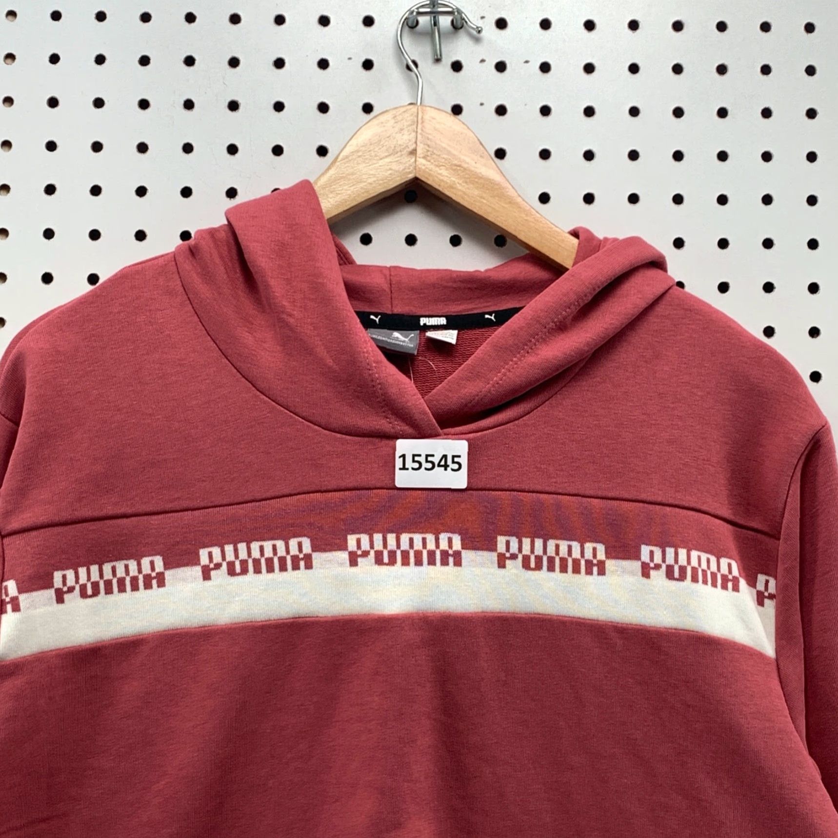 Puma PUMA Women's Cropped Hoodie Pullover Activewear Sweatshirt M Red Relaxed Long Sleeve Mens Size M / US 6-8 / IT 42-44 - 3 Thumbnail
