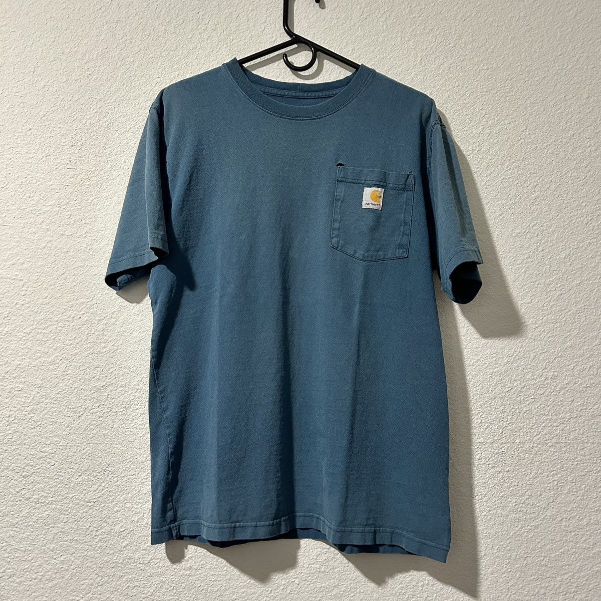 Carhartt Thrashed Carhartt Aqua Blue Pocket T-Shirt Men’s Large Size US L / EU 52-54 / 3 - 1 Thumbnail