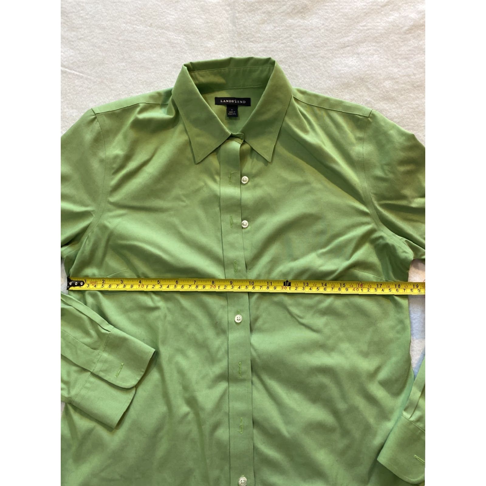 Lands' End Lands' End Women’s Green Cotton Button-Down Shirt Size 8 Regular Collared Long Sleeve Classic Office Casual Shirt - Womens Size M / US 6-8 / IT 42-44 - 7 Thumbnail