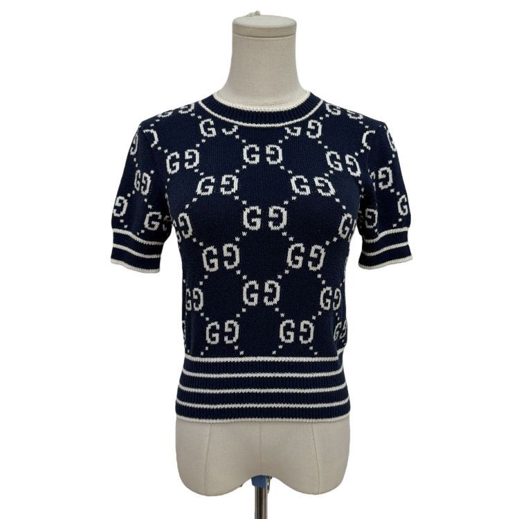 Gucci Gucci GG Monogram Short Sleeve Knit Top Size XS Size XS / US 0-2 / IT 36-38 - 1 Thumbnail