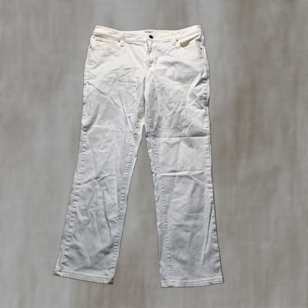 Vintage L.L Bean Women's Solid White Chino Straight Leg Pants Size 14 Size 36" / US 14 / IT 50 - 1 Thumbnail