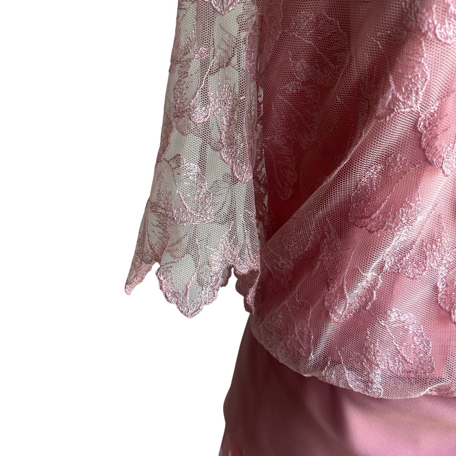 Vintage Vintage 80s Miss Elliette Blush Lace Cottagecore Dress M Size M / US 6-8 / IT 42-44 - 3 Thumbnail