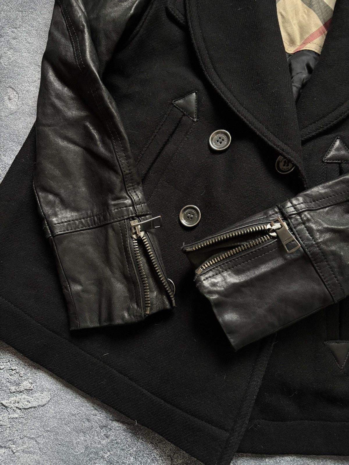 Burberry Vintage Burberry Nova Check Luxury Wool Leather Jacket Size XS / US 0-2 / IT 36-38 - 6 Thumbnail