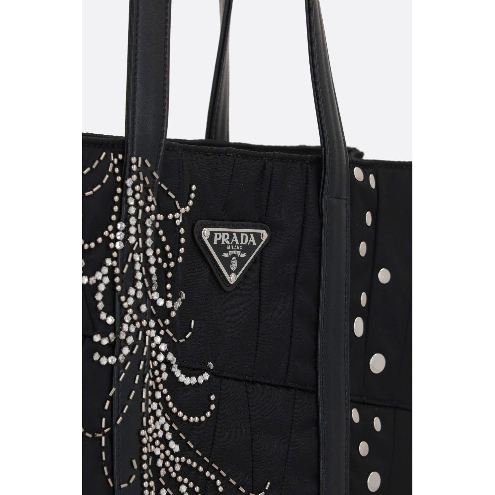 Prada PRADA Re-Nylon Black Embroidery Medium Tote Bag New & Authen Size ONE SIZE - 4 Thumbnail