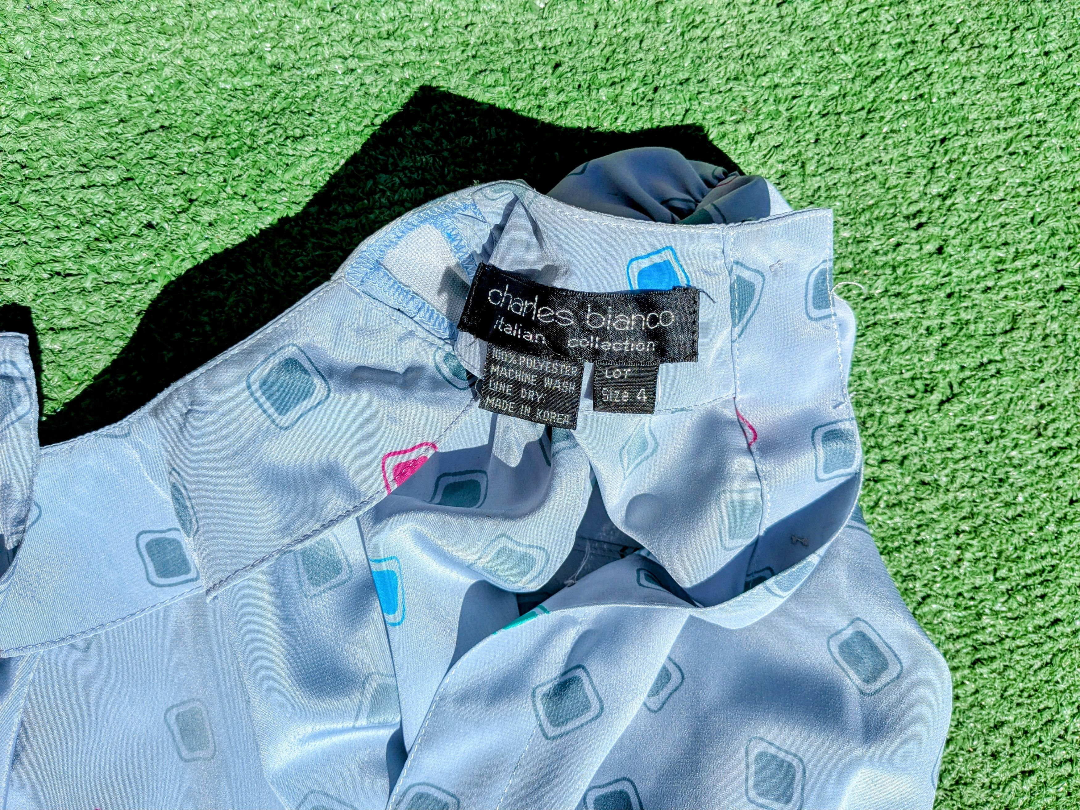Vintage Azure Charles Bianco Italian Collection Petite Blouson Dress Size S / US 4 / IT 40 - 5 Thumbnail