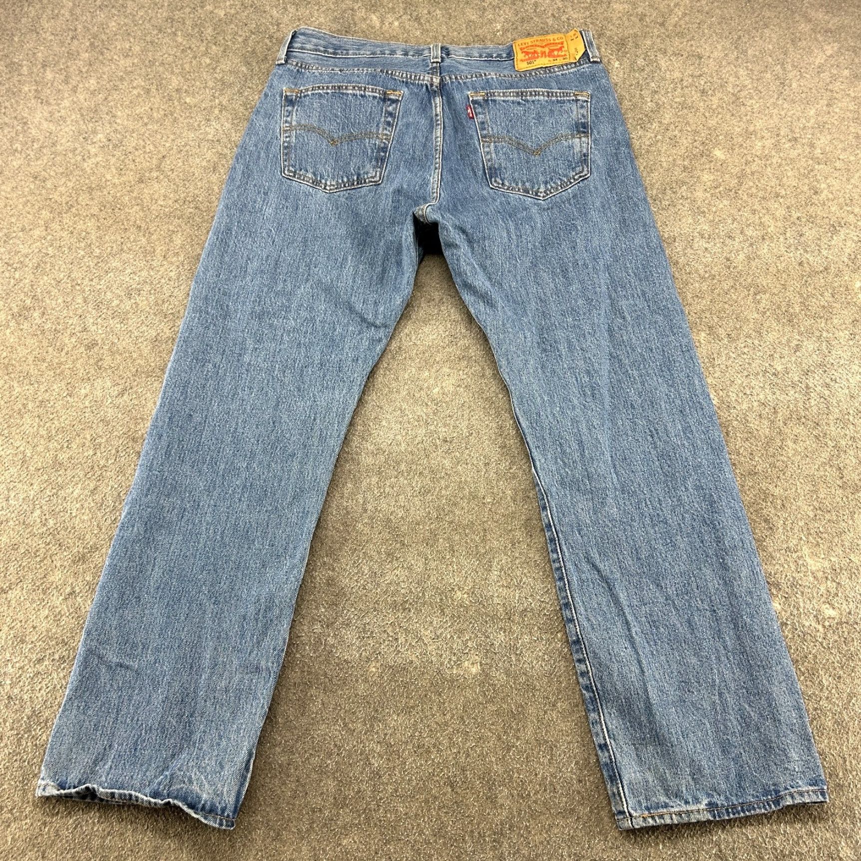 Levi's VINTAGE Levi's 501 Jeans Mens 34x30 Blue Straight Regular Fit Medium Wash Button Fly Denim Distressed 500 Series Mens Size US 34 / EU 50 - 5 Thumbnail