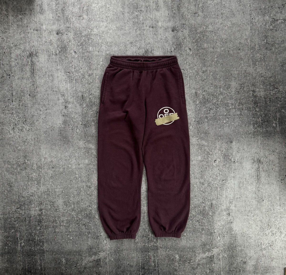 Off-White Off White M Tape Diag Joggers Bottoms Burgundy Virgil Abloh Size US 34 / EU 50 - 1 Thumbnail