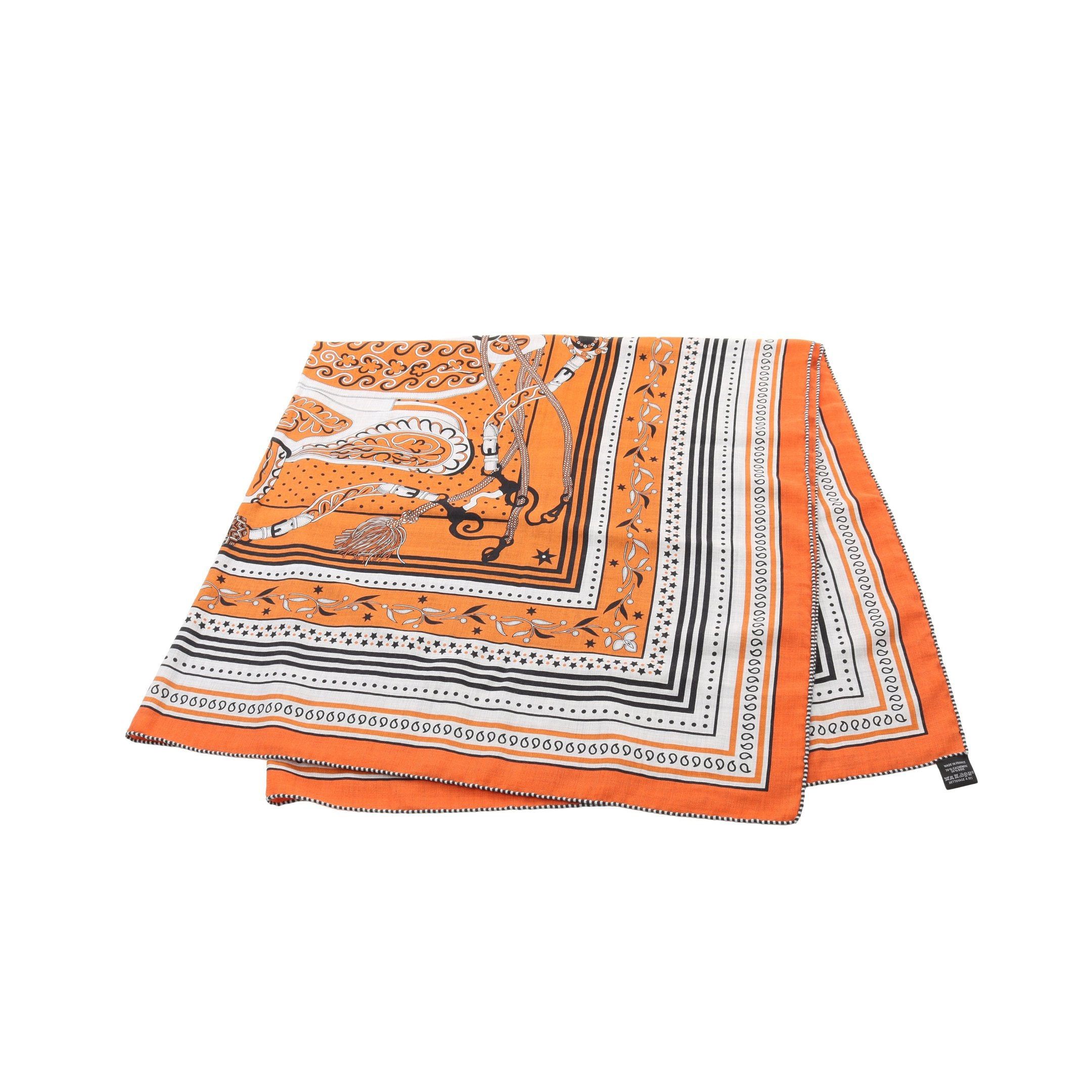 Hermes Hermes Carréjean Carres 140 Festival Des Amazones Bandana Scarf Shawl Cashmere Silk Orange Multicolor Size ONE SIZE - 1 Thumbnail