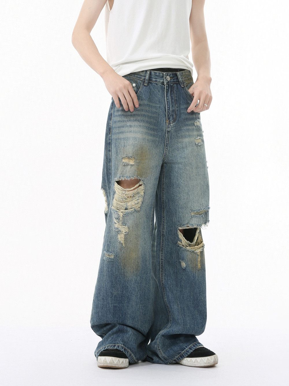 Vintage Men's American-Style Distressed Vintage Wide-Leg Jeans Size US 32 / EU 48 - 3 Thumbnail