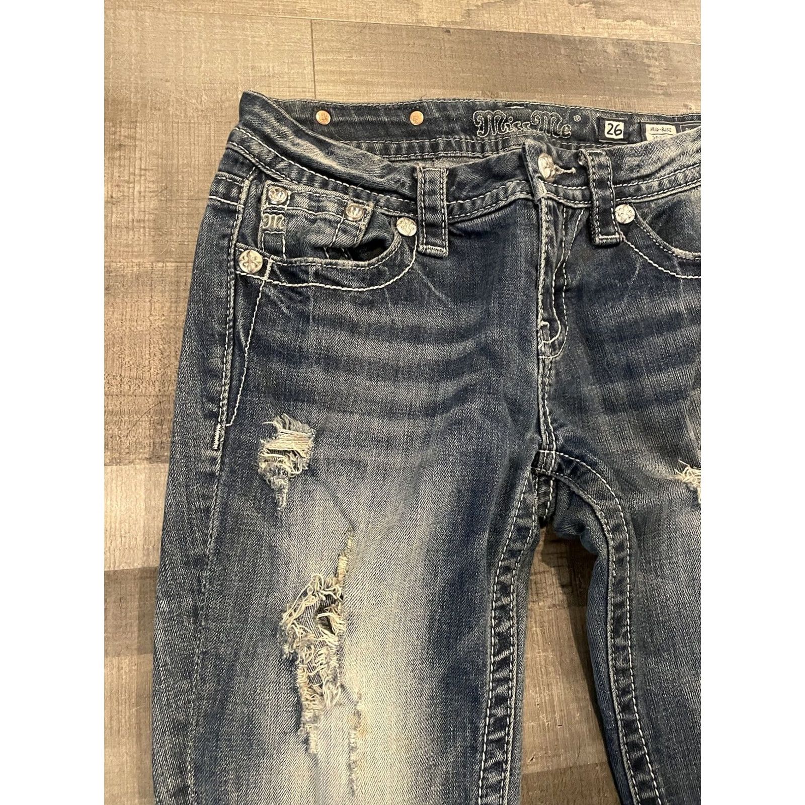 Miss Me Miss Me Jeans Woman Skinny Mid Rise 26 Blue Denim 5-Pocket Stretch Cotton Blend Slim Vintage: No (F47) Size 26" / US 2 / IT 38 - 4 Thumbnail