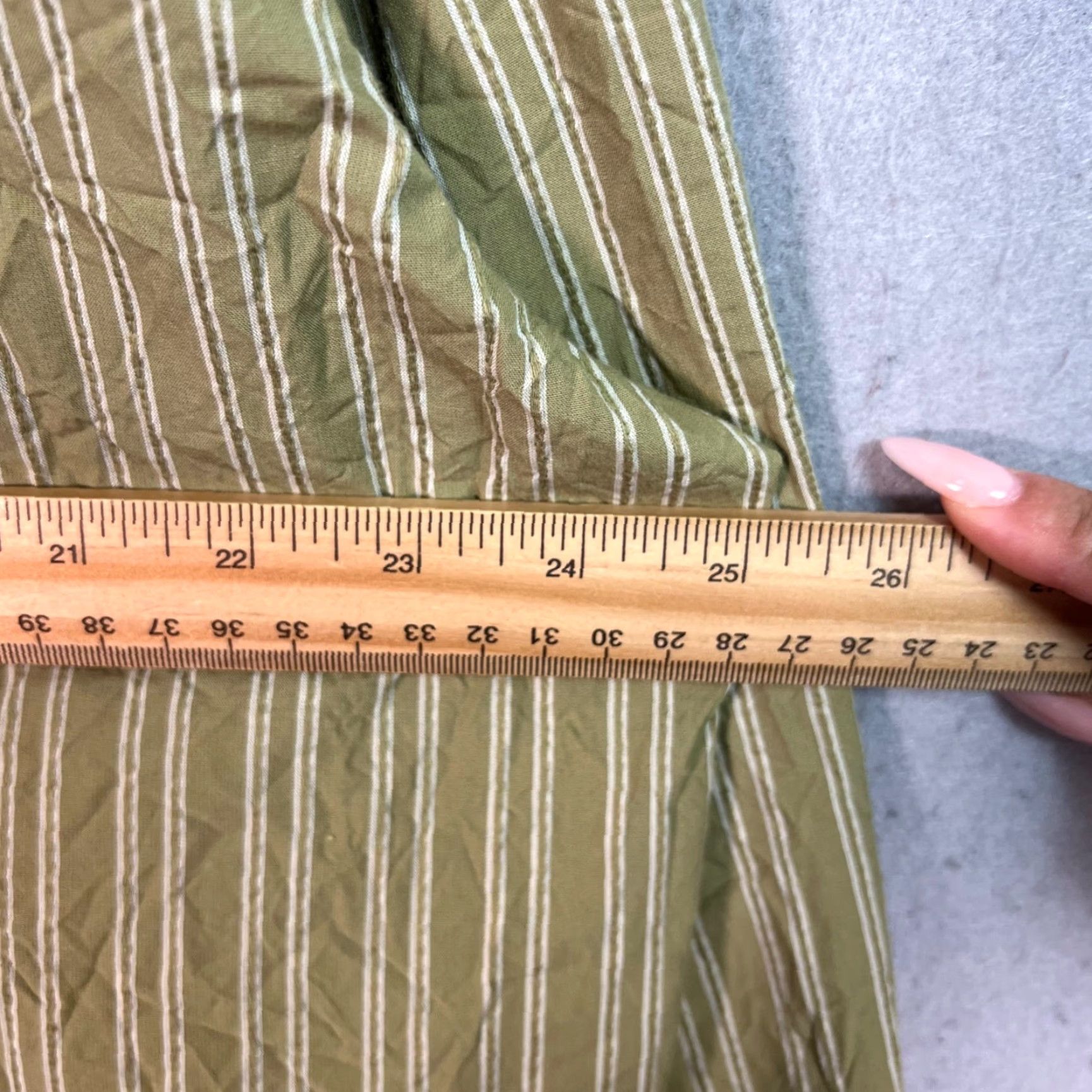 Olive VINTAGE Standard Cloth Mens XS Olive Green Striped Long Sleeve Button-Up Shirt Size XS / US 0-2 / IT 36-38 - 5 Thumbnail