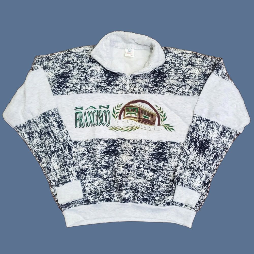 Vintage VINTAGE Magic Sweatshirt Mens XL Gray Quarter Zip San Francisco Made USA 90s Size US XL / EU 56 / 4 - 1 Thumbnail