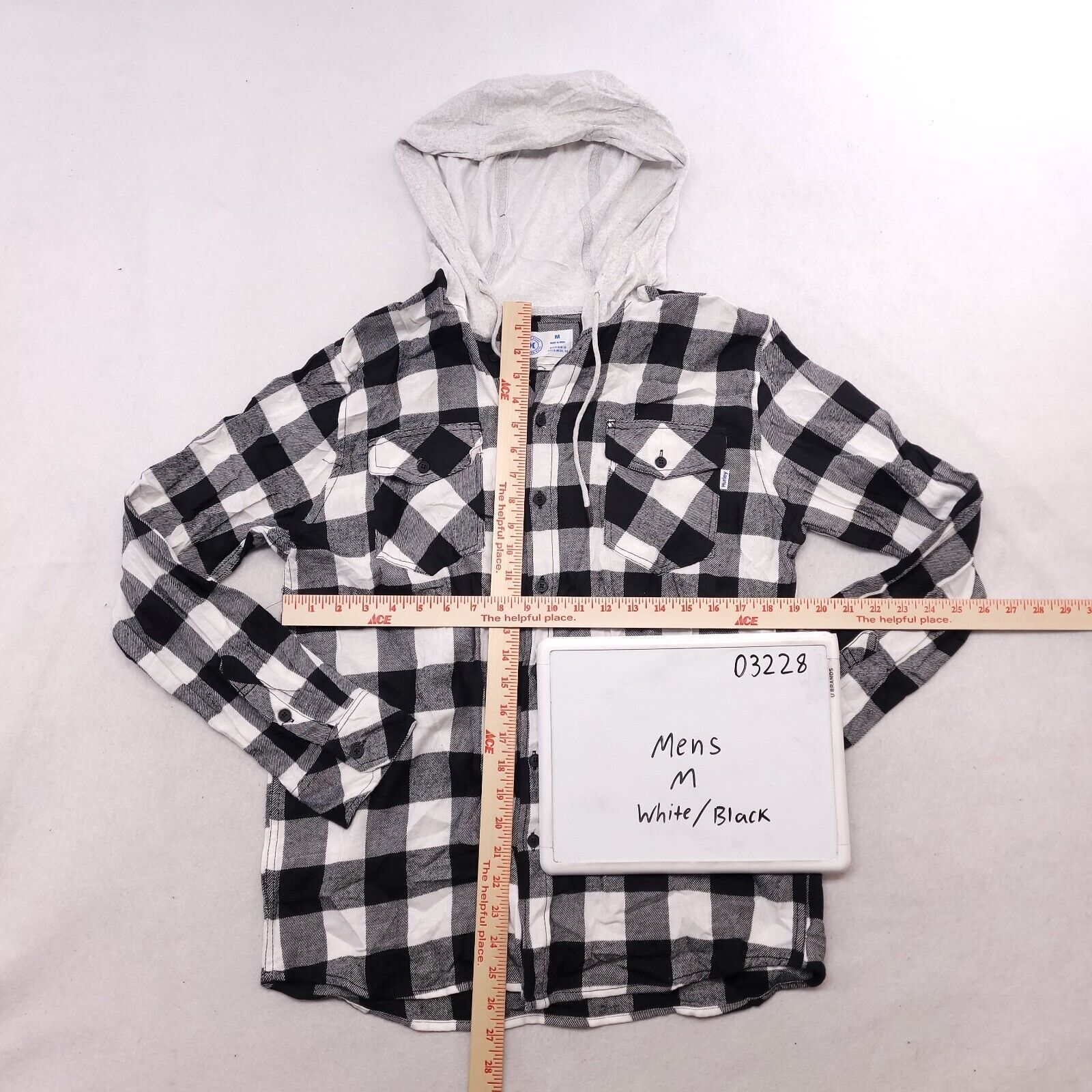 Hurley Hurley Button Up Hoodie Mens Size Medium M White Black Plaid Size US M / EU 48-50 / 2 - 7 Thumbnail