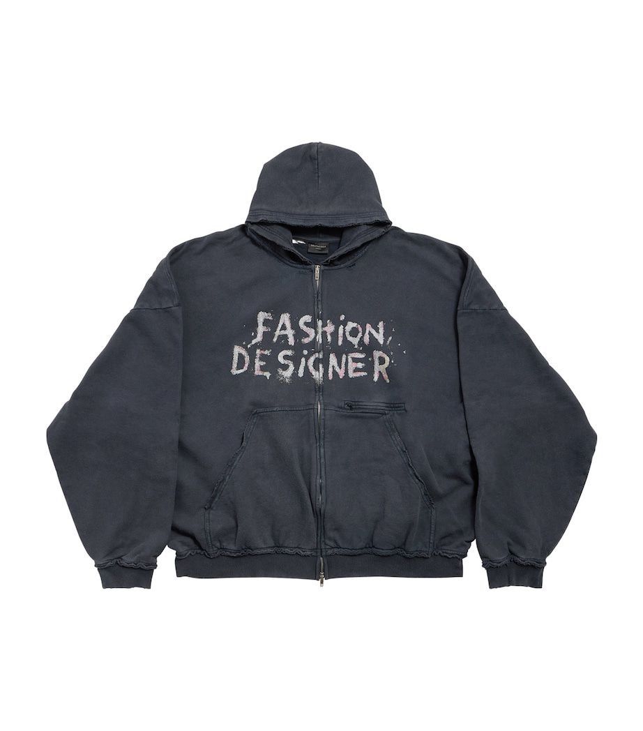 Balenciaga Fashion Designer Nail Polish Pulled Zip-up Hoodie Size US S / EU 44-46 / 1 - 1 Thumbnail