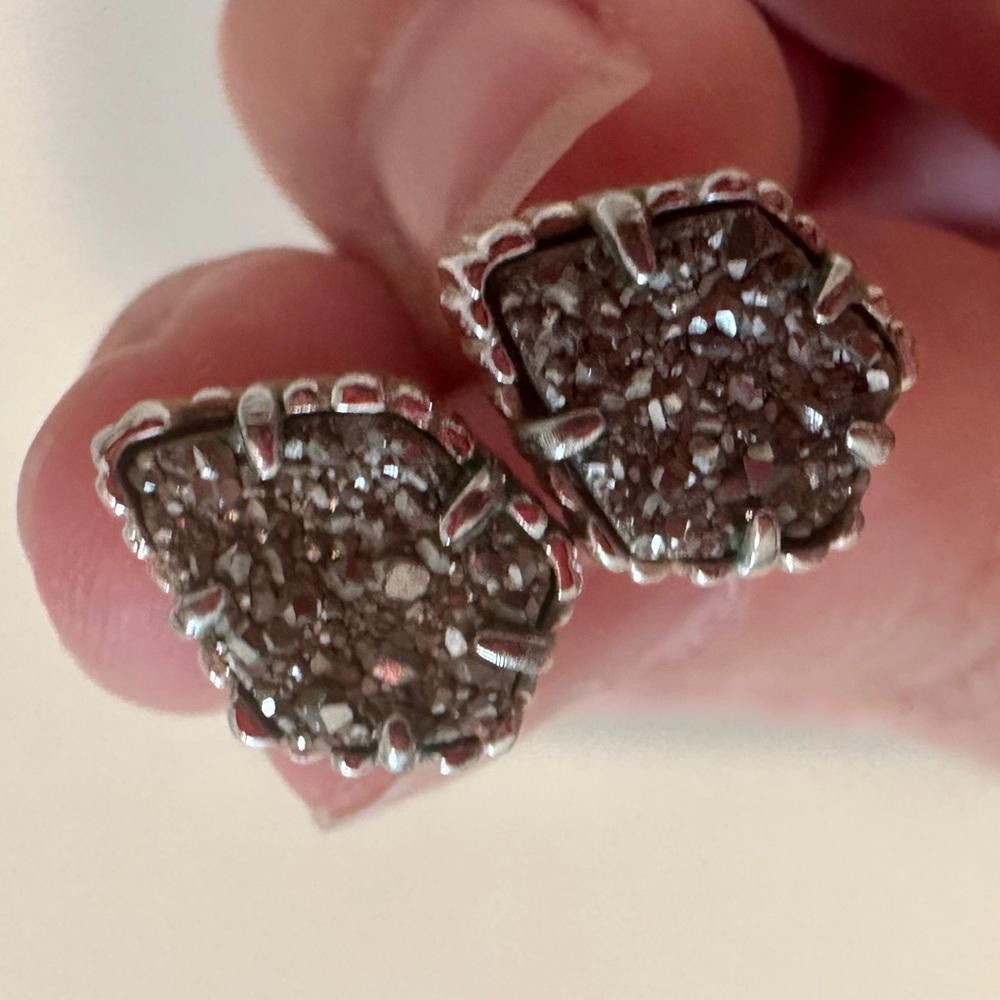 Kendra Scott Kendra Scott Tessa Platinum Drusy Silver Stud Earrings Size ONE SIZE - 4 Thumbnail