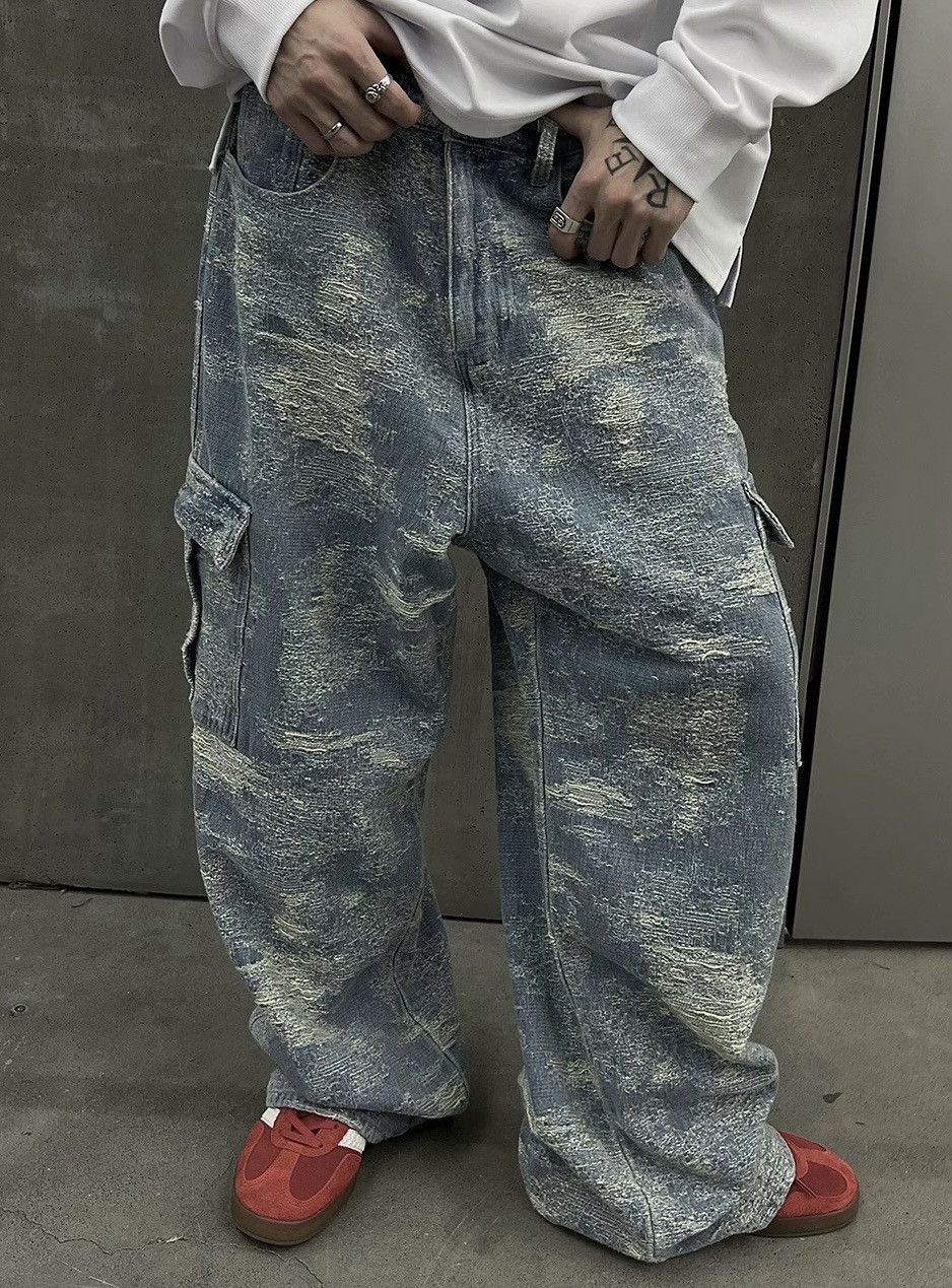 Japanese Brand × Vintage Avant garde distressed loose fit grunge cargo jeans pants Size US 31 - 5 Thumbnail