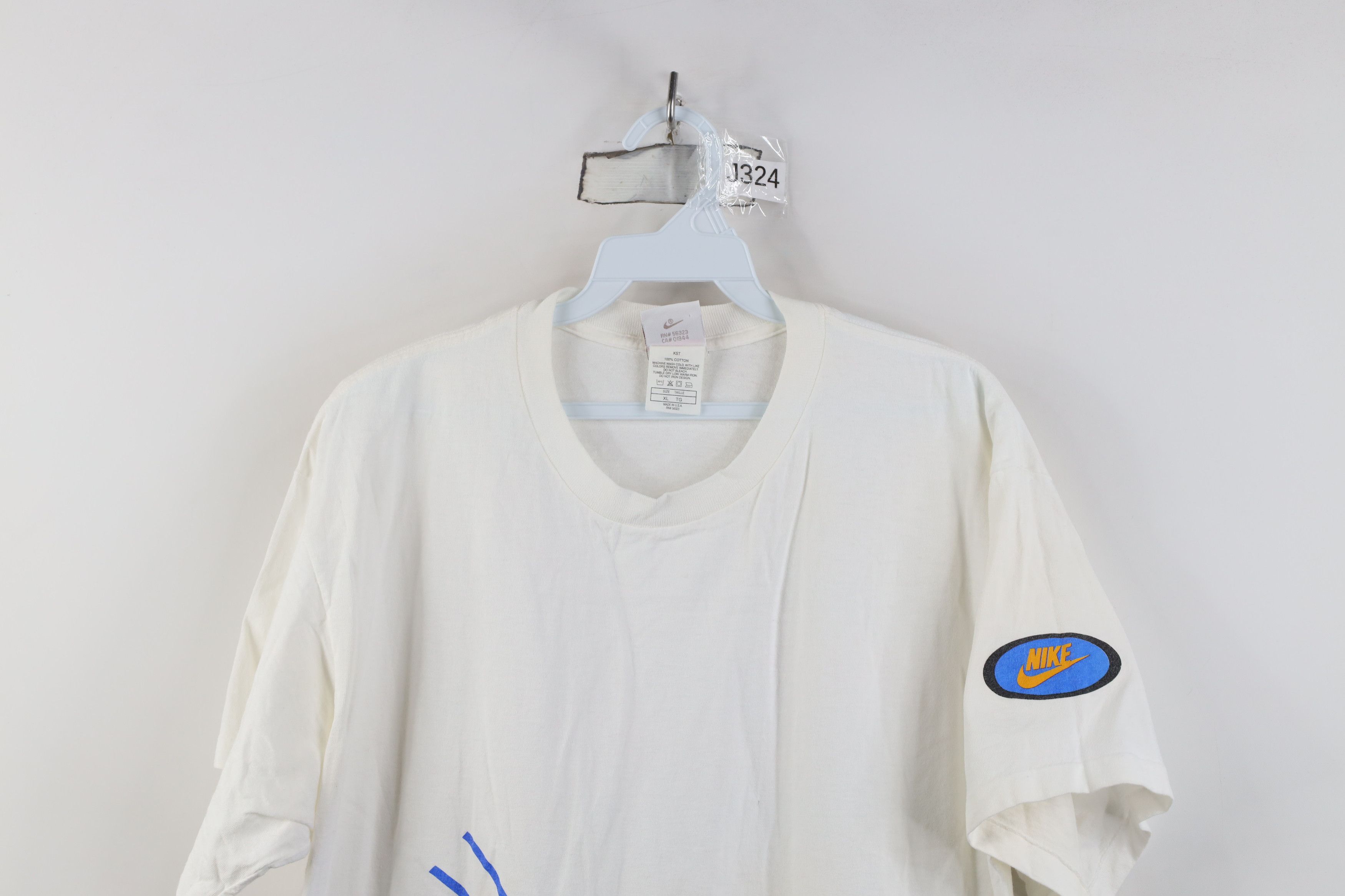 Nike Vintage 90s Nike Abstract Spell Out T-Shirt White USA Size US XL / EU 56 / 4 - 2 Thumbnail