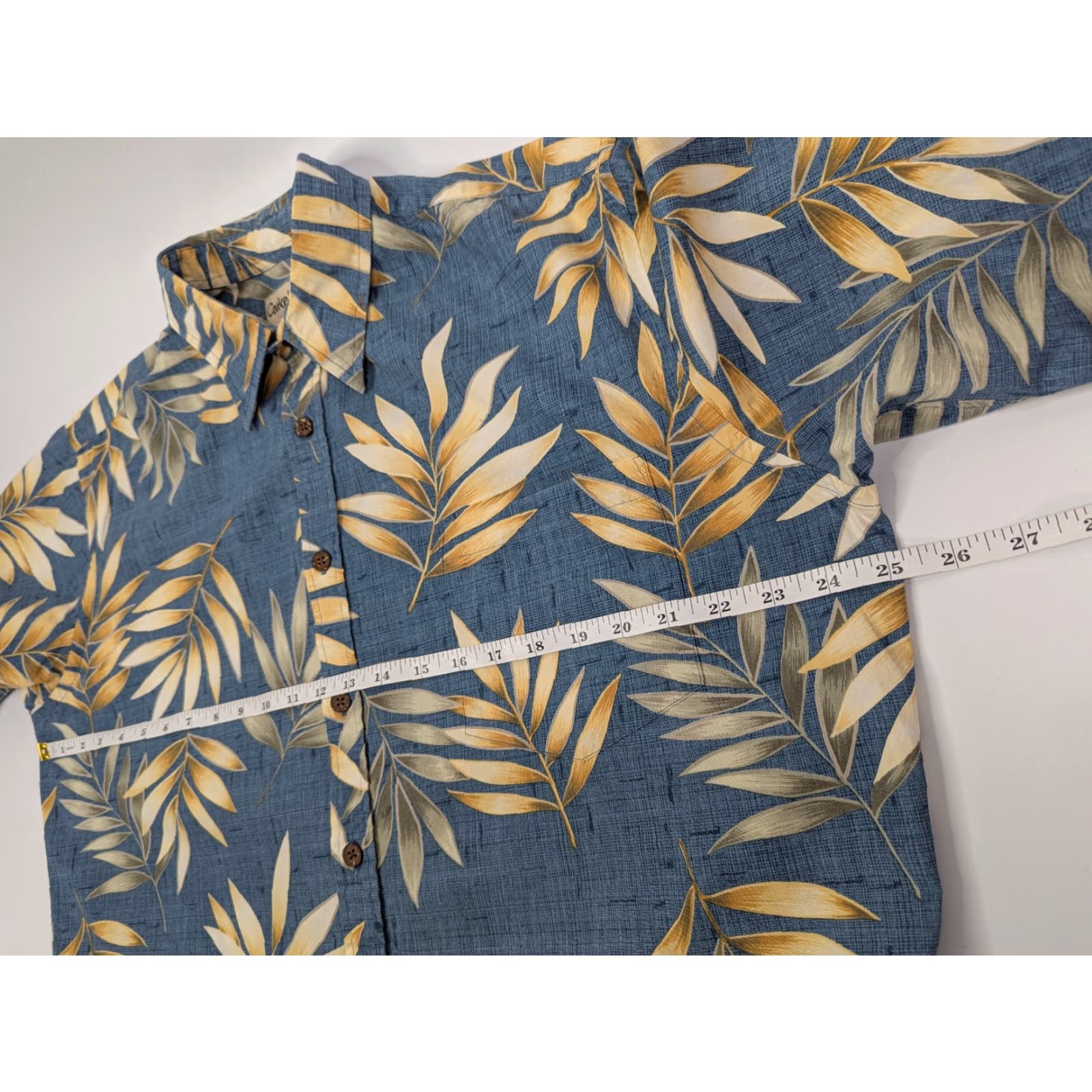 ALOHAS VINTAGE Cooke Street Honolulu Hawaiian Shirt Mens Large Blue Aloha Leaves Short Sleeve Size US L / EU 52-54 / 3 - 5 Thumbnail