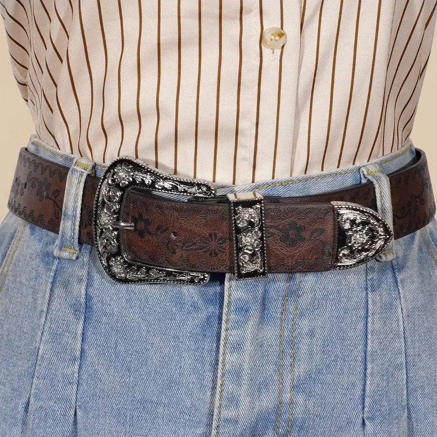 Jewelry Vintage Carved Buckle Belt Size ONE SIZE - 2 Thumbnail