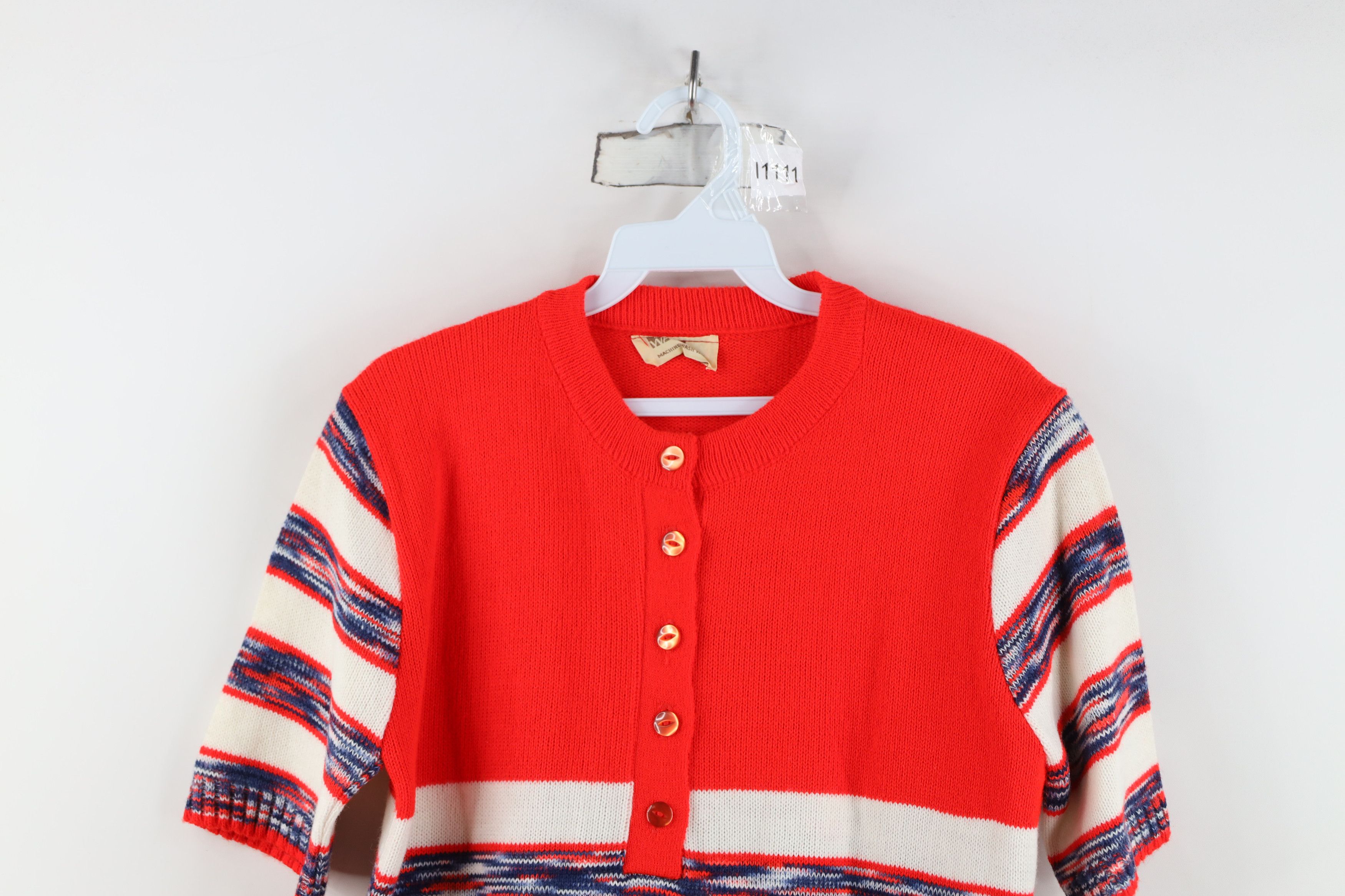 Vintage Vintage 60s Streetwear Striped Short Sleeve Knit Sweater Size M / US 6-8 / IT 42-44 - 2 Thumbnail