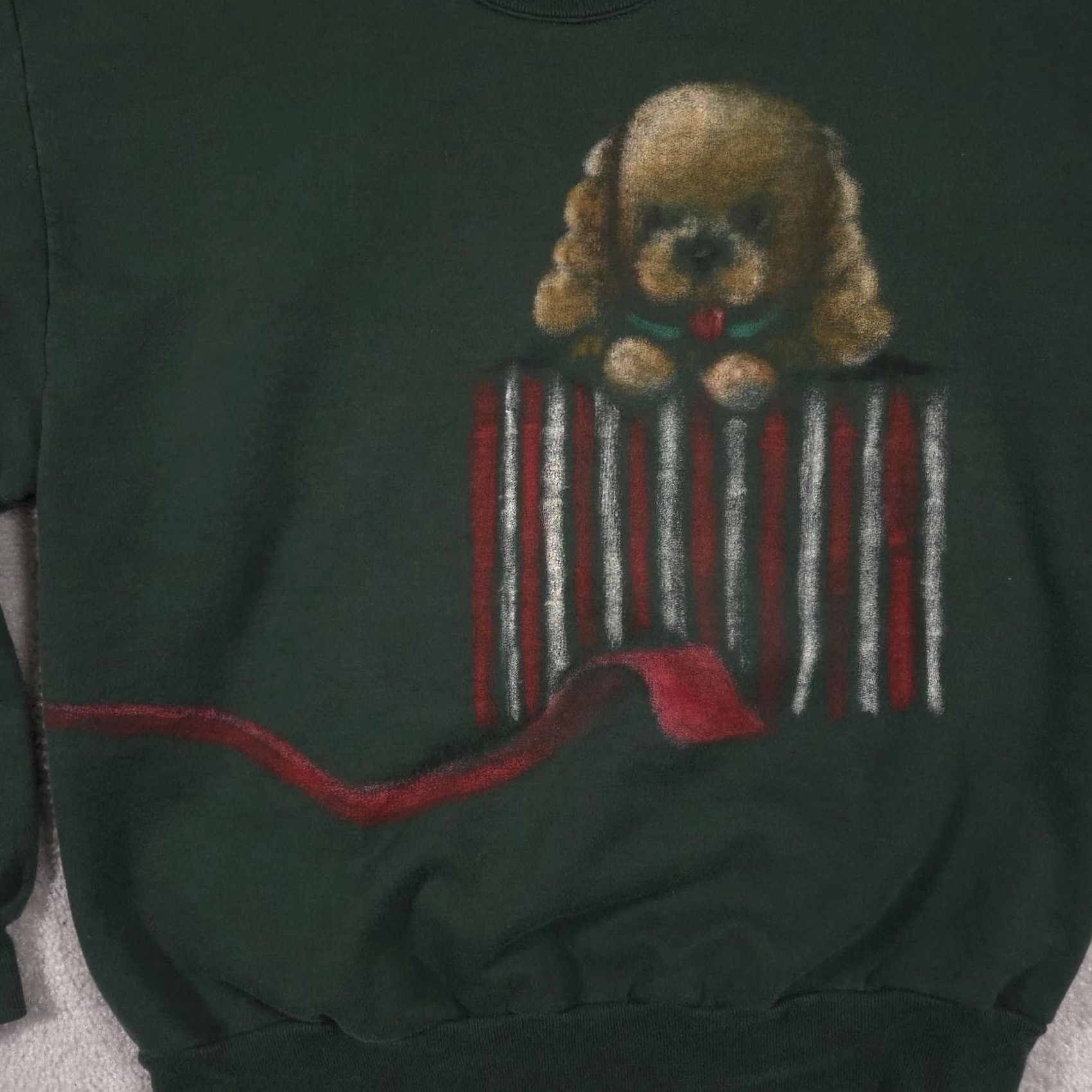 Jerzees VINTAGE Jerzees Sweatshirt Mens Large Green Dog Cat Christmas Gift Graphic 90s Size US L / EU 52-54 / 3 - 3 Thumbnail