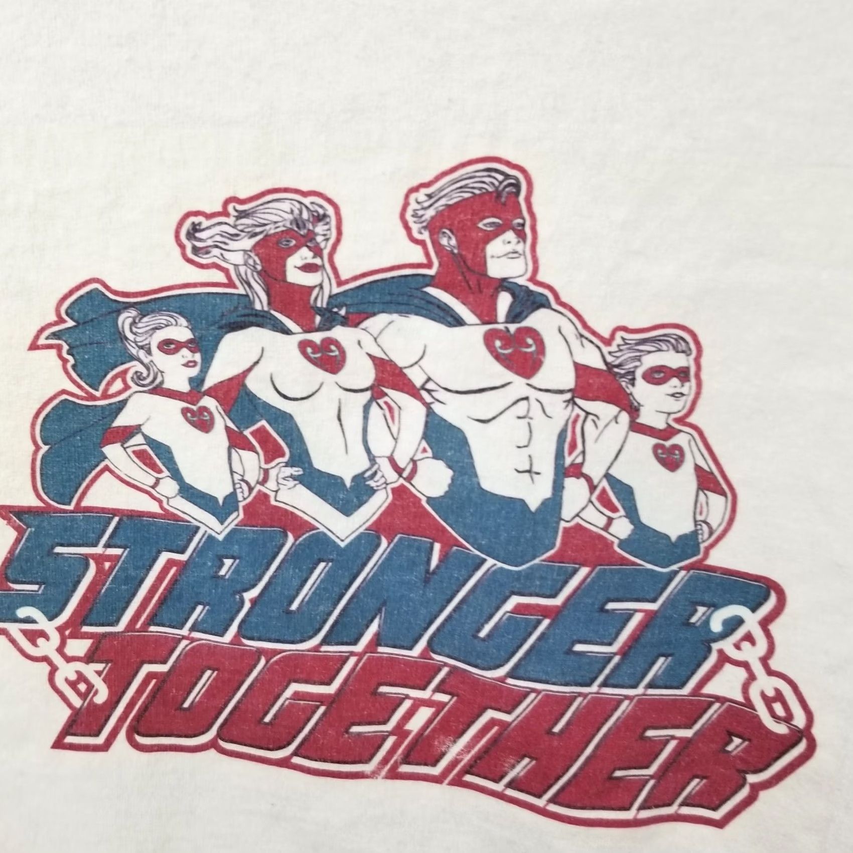 Gildan VINTAGE Super Hero Shirt Small White Stronger Together Family Tee Size US S / EU 44-46 / 1 - 2 Thumbnail