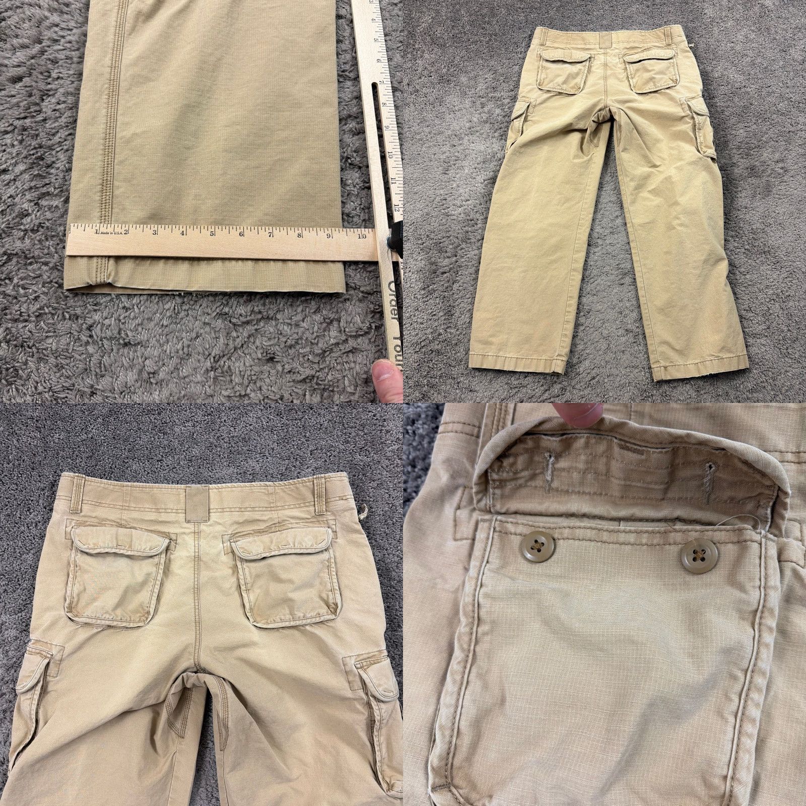 Vintage L.L. Bean Pants Mens 38 Cargo Canvas Beige Cotton Workwear Regular Straight Cargo Pocket 30 In Inseam 38x30 Mens Size US 38 / EU 54 - 8 Thumbnail
