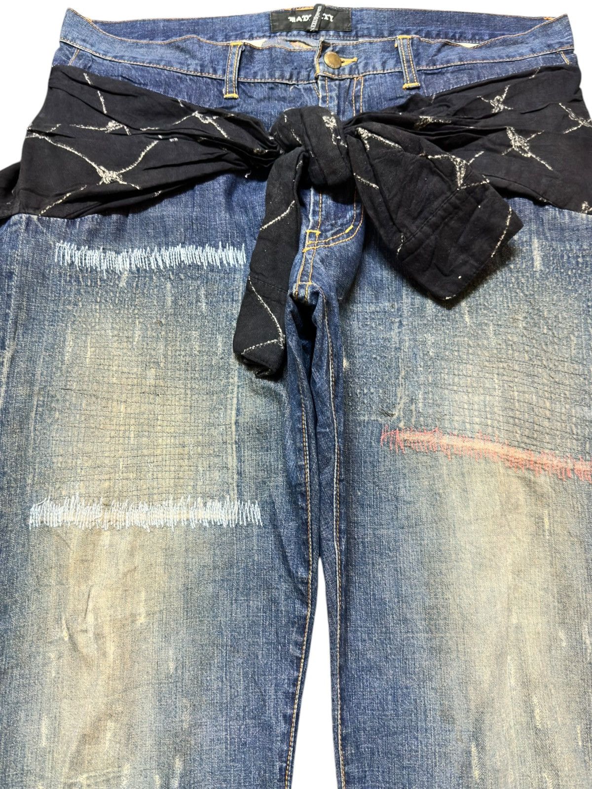 Madness Vintage Madmatty Mudwash Ripped Tied Waist Accents Denim Size US 36 / EU 52 - 2 Thumbnail
