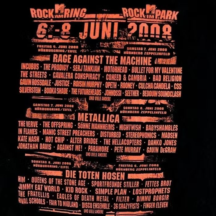 Band Tees × Vintage Mens Vintage T Shirt Rock Am Ring 2006 Size S Metallica Size US S / EU 44-46 / 1 - 8 Thumbnail