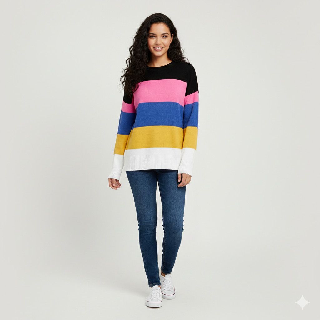 French Connection French Connection Size L/XL Sweater Colorblock Stripe Tight Size L / US 10 / IT 46 - 4 Thumbnail
