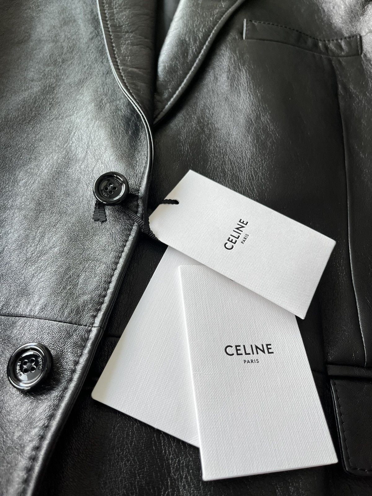 Celine × Hedi Slimane $6k Value Celine Paris Leather Blazer by Hedi Slimane Size 54R - 20 Thumbnail