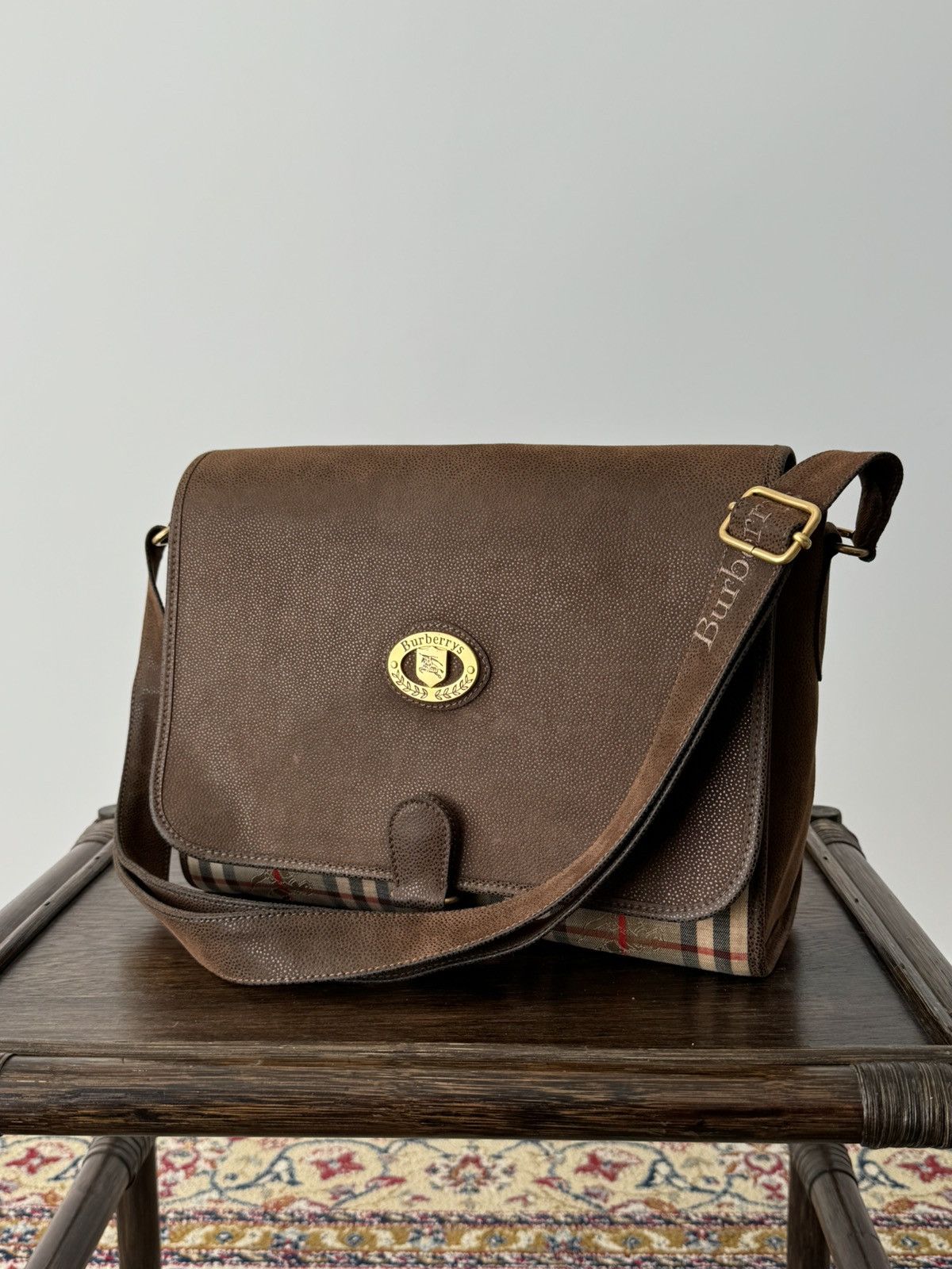 Burberry × Vintage Vintage 80s Burberrys Nova Check Leather/Canvas Shoulder Bag Size ONE SIZE - 6 Thumbnail