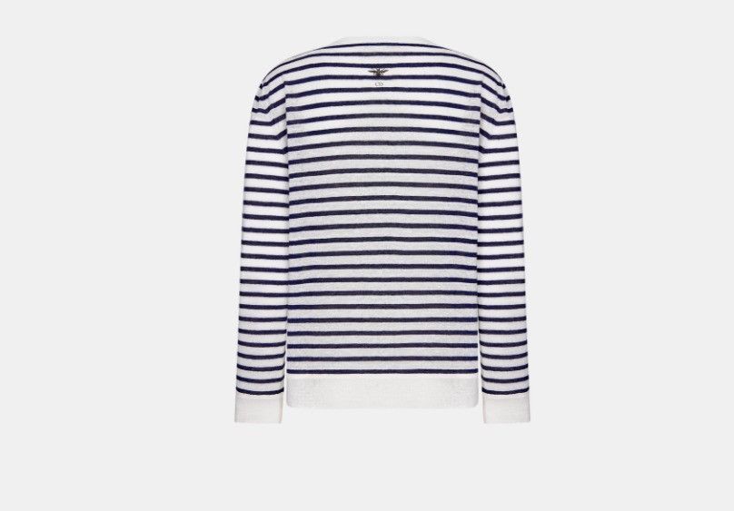 Dior o1w1db10325 414S51 Mariniere Sweater in White & Navy Blue Size M / US 6-8 / IT 42-44 - 2 Thumbnail