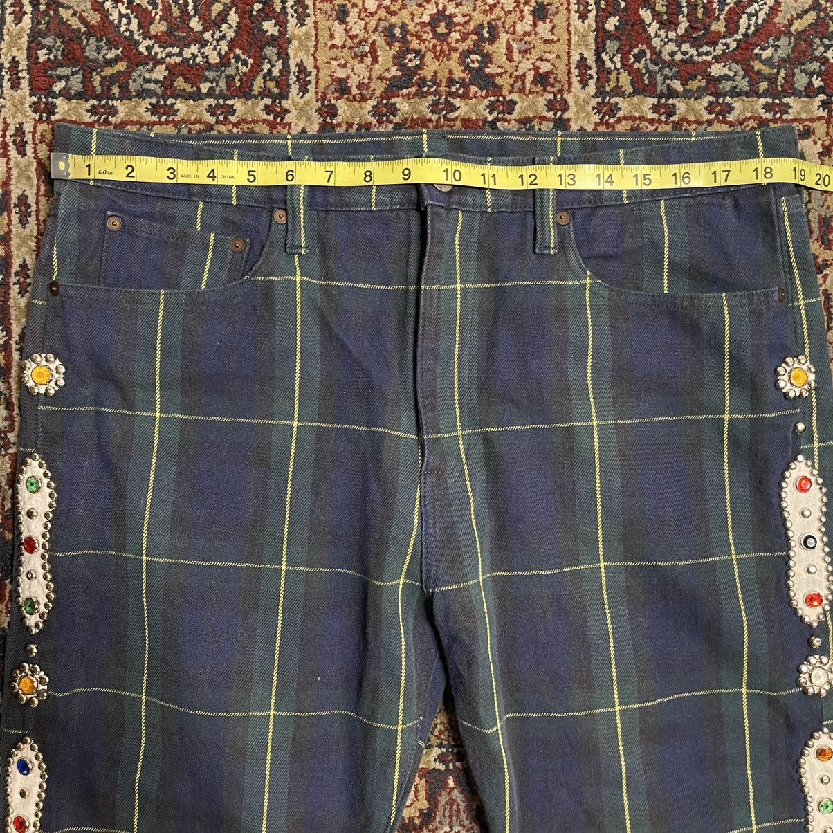 Kapital 11oz TARTAN CHECK 5P MONKEY CISCO JEANS (STUDS REMAKE) GREEN Size US 38 / EU 54 - 11 Thumbnail