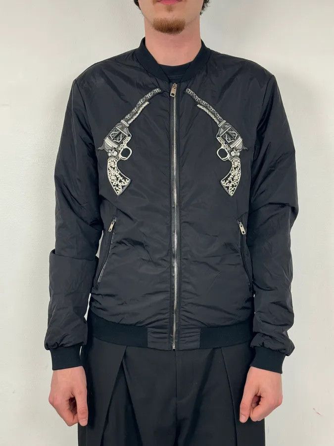 Dolce & Gabbana AW2016 Dolce & Gabbana Black Nylon Embroidered Revolver Gun Jacket Size US M / EU 48-50 / 2 - 2 Thumbnail