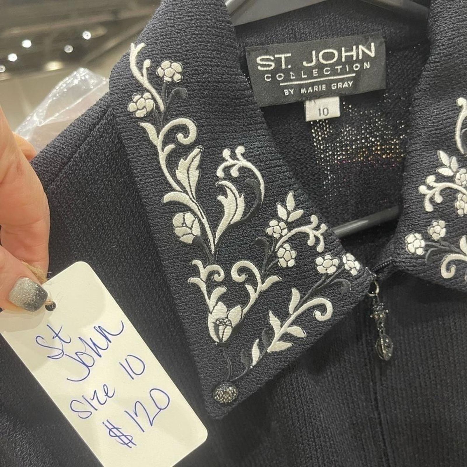 St. John St. John Collection Black Knit Zip Suit Jacket POCKETS Size L / US 10 / IT 46 - 2 Thumbnail