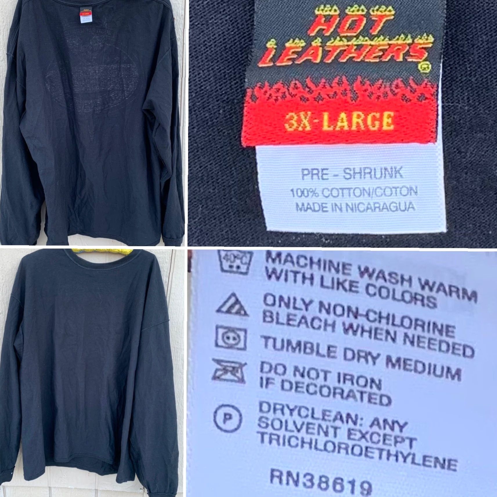 Vintage Just Leathers San Jose T-Shirt Long Sleeve Graphic Print 3XL Black Cotton Mens Shirt Crew Neck Biker Theme Size US XXL / EU 58 / 5 - 6 Thumbnail