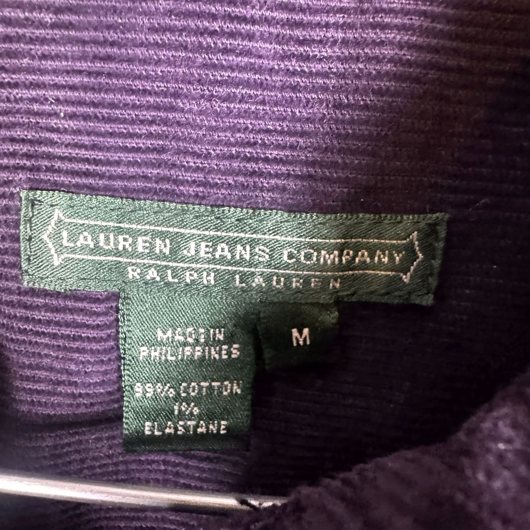 Polo Ralph Lauren VINTAGE Polo Ralph Lauren Jacket Womens M Corduroy Trucker Purple 90s USA Button Long Sleeve Short Coat/Outerwear Size 32" / US 10 / IT 46 - 7 Thumbnail