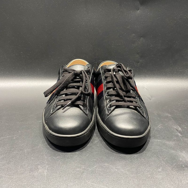 Gucci Gucci Black Leather Bee Embroidered Sneakers - Size US 8 / EU 41 - 2 Thumbnail