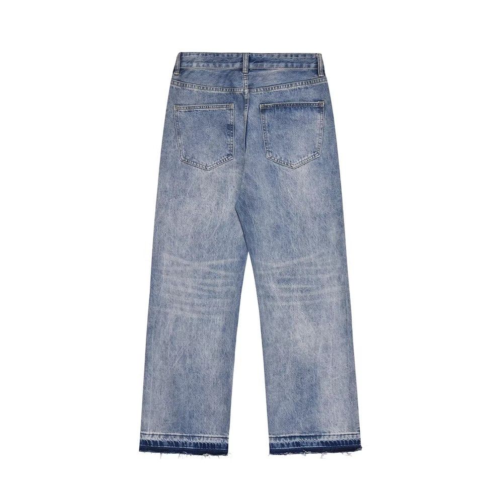 Japanese Brand Men's straight American loose casual washed raw edge jeans Size US 32 / EU 48 - 2 Thumbnail