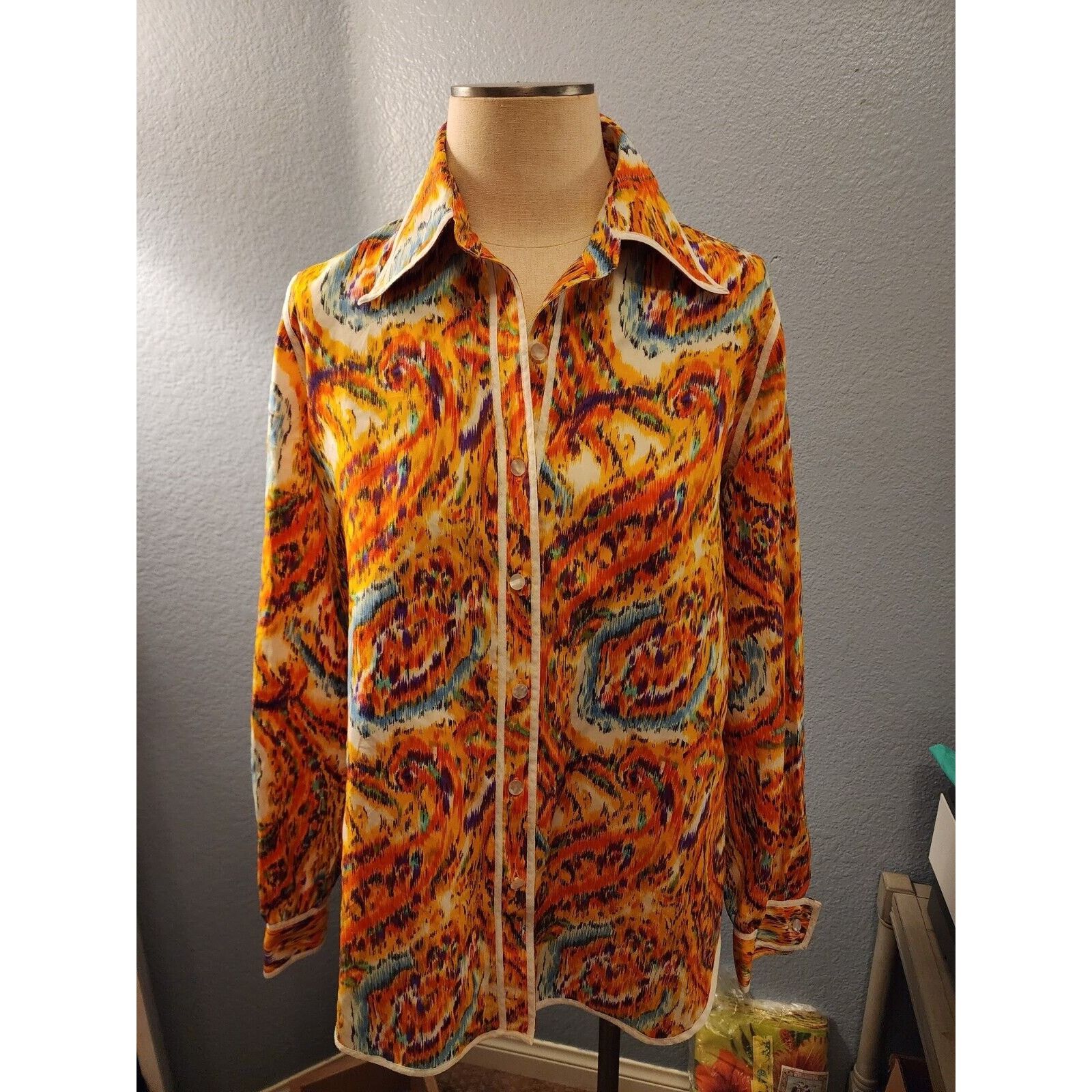 Other Vtg 70s Blouse King James California Novelty Rare Sz 18 Size L / US 10 / IT 46 - 1 Thumbnail