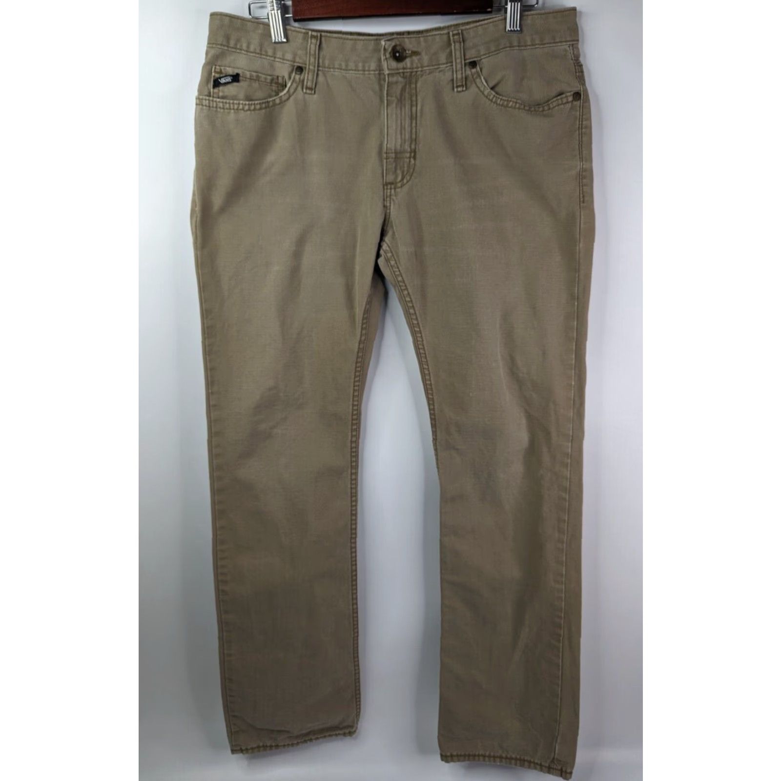 Vans VANS Pants Men 32 Khaki Beige Canvas Chino Heavyweight Straight Leg 2000s Casual Travel Workwear Size US 33 - 2 Thumbnail