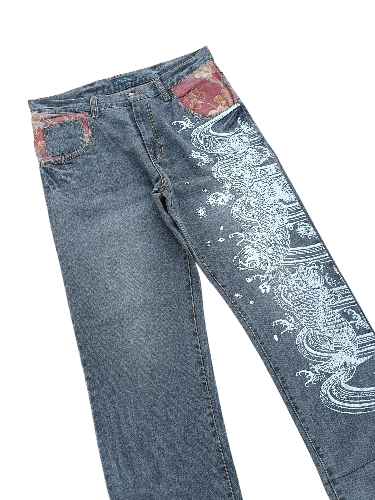 Japanese Brand RARE 🔥 Japanese Brand B-S Printed Koi Fish Floral Jeans Size US 36 / EU 52 - 2 Thumbnail