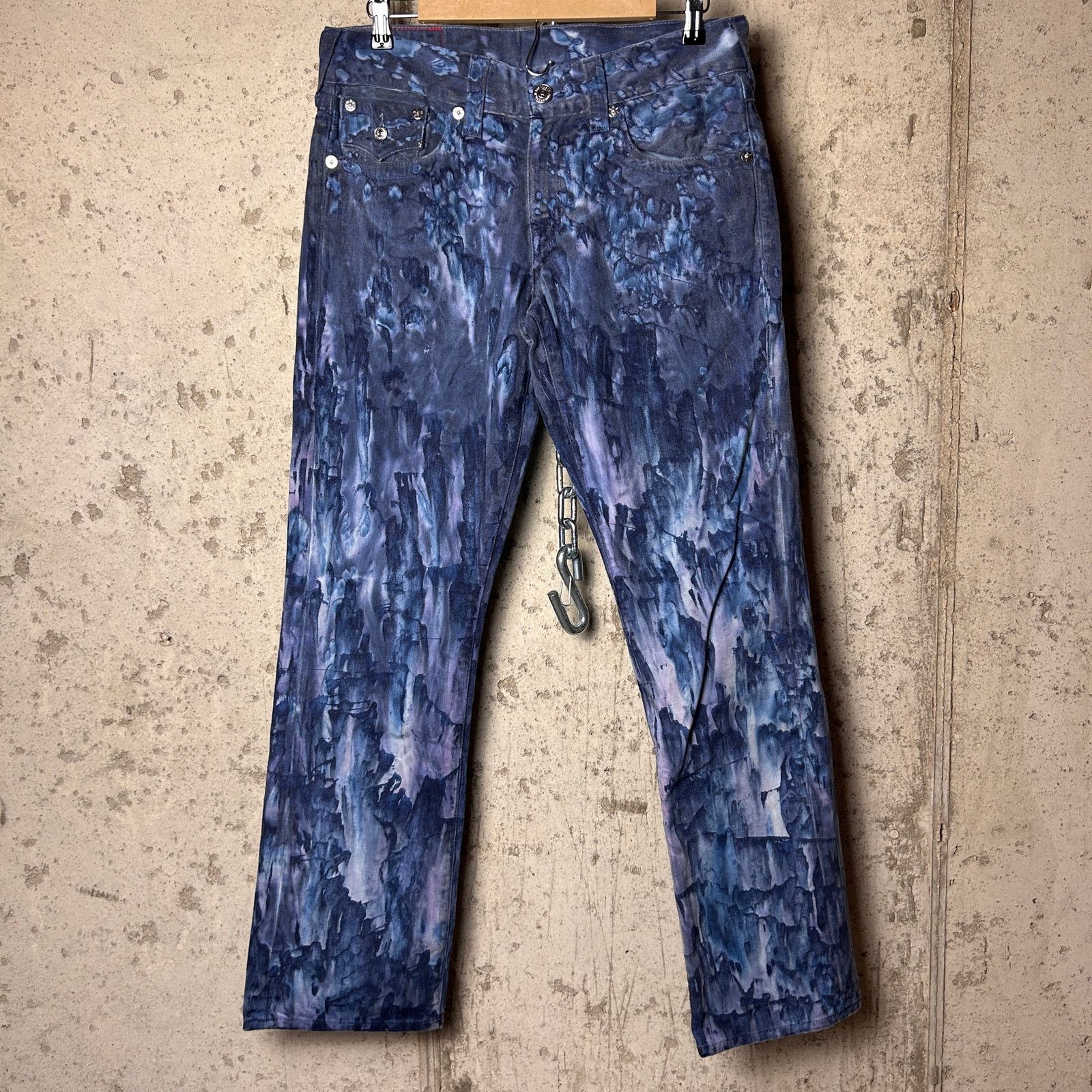 True Religion True Religion Ricky Straight Tie Dye BSO Black 32" Y2K Jeans Size US 32 / EU 48 - 4 Thumbnail
