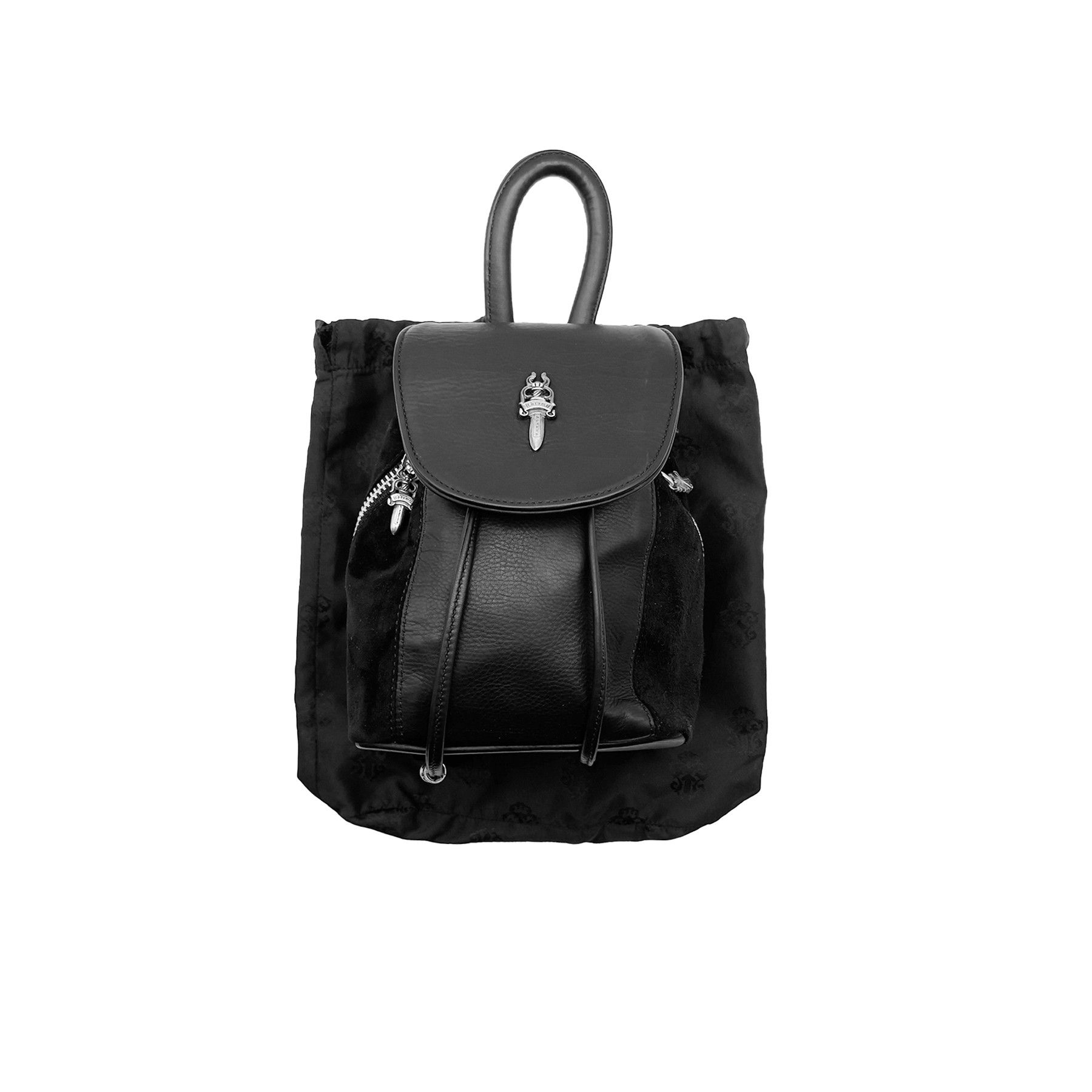 Chrome Hearts Chrome Hearts Silver Dagger Suede Black Bucket Backpack Size ONE SIZE - 4 Thumbnail