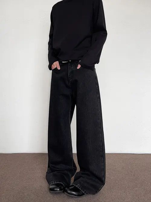 VIBE Black Baggy Wide Leg Jeans Size US 30 / EU 46 - 3 Thumbnail